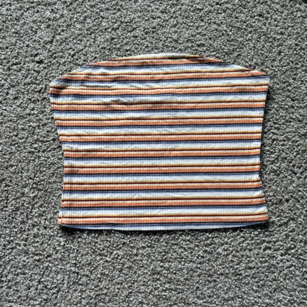 Garage Striped Tube Top Sz L Cropped Stripes Retro Strapless Y2K Minimalist Snug